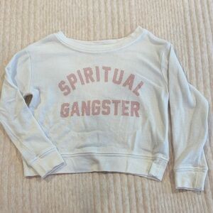 Toddler Spiritual Gangster white and Pink logo Sweatshirt size 3T